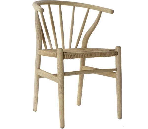 Formentera natural wood and rattan dining chairs available in Ibiza