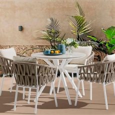 Carson Outdoor Furniture Collection – Elegant by Design, Exceptional by Nature
The Carson Collection redefines contemporary outdoor living with a refined blend of comfort, durability and Mediterranean aesthetic. Meticulously crafted to elevate terraces, gardens, poolside areas and hospitality spaces, Carson offers a cohesive design language that balances premium materials with sophisticated style.
At the heart of the collection is a lightweight yet robust white powder-coated aluminium frame, engineered to withstand the elements while maintaining structural resilience. Complementing this is the signature 19 mm nautical rope in a tasteful greige tone, expertly woven to create visual contrast and a distinctive textural appeal that enhances the overall elegance of each piece.
Comfort is paramount in the Carson Collection. The generously proportioned seat cushions (30 cm thick) and back cushions (15 cm thick) are upholstered in high-quality, waterproof performance fabric in a warm beige hue. This ensures outstanding comfort and long-lasting resilience against outdoor conditions — resisting moisture, sun exposure and everyday wear with ease. The result is outdoor furniture that not only feels inviting but also retains its luxurious appearance over time.
Design Excellence Meets Practical Outdoor Living
Carson has been purpose-designed for those who value both form and function. Its clean lines, refined material palette and harmonious proportions make it an ideal choice for modern outdoor spaces where comfort, style and durability are equally important. The collection’s versatility allows it to suit a wide range of settings — from relaxed residential patios to contemporary hospitality lounges.
The Carson range includes a carefully curated selection of outdoor living essentials:
·	Dining Sets – Elegant tables and chairs that create the perfect setting for alfresco meals and social gatherings
·	Outdoor Sofas & Modular Seating – Flexible configurations for lounging, conversation and relaxed entertaining
·	Chaise Longues & Daybeds – Stylish options for sunbathing and serene outdoor repose
·	Side Tables & Coffee Tables – Functional accents that complete your outdoor lounge areas with thoughtful detail
Each product in the Carson Collection reflects a commitment to quality, thoughtful design and enduring performance.
Explore the Carson Collection
Whether you’re furnishing a coastal terrace, a city balcony or a luxury resort space, the Carson Collection brings a harmonious fusion of contemporary design, Mediterranean inspiration and outdoor reliability.
Contact us directly for more information on any of the pieces shown — we’re here to help you choose the perfect solutions for your space.