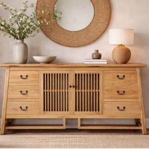 Solid Elm Wood Sideboard